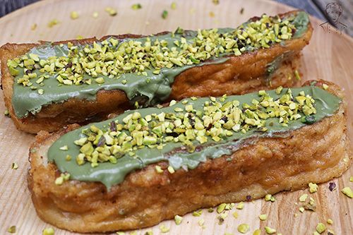 Torrijas de pistacho con crema Manjare Creams